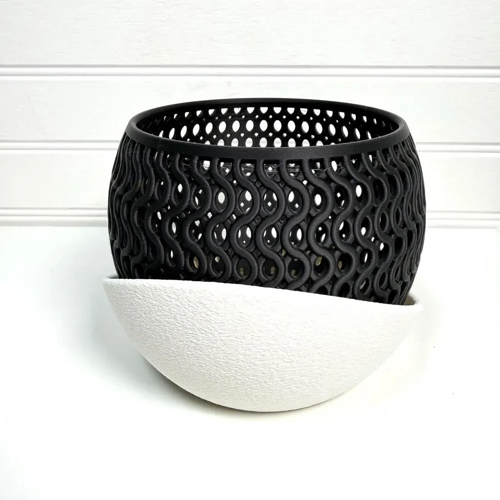 The Echo Orchid Planter, Indoor Tabletop Orchid Pot, Wavy Geometric Design